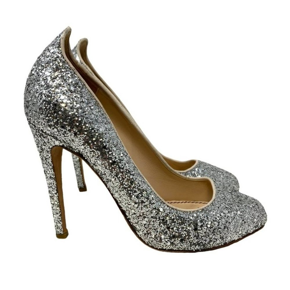 Jerome C. Rousseau Silver Glitter Pumps - Size 7 - Picture 3 of 12